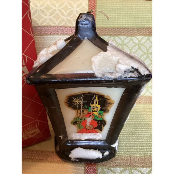 Vintage LANTERN LITE CANDLE Penn Wax Works Christmas Scenes With Box / Unused - Picture 1 of 16